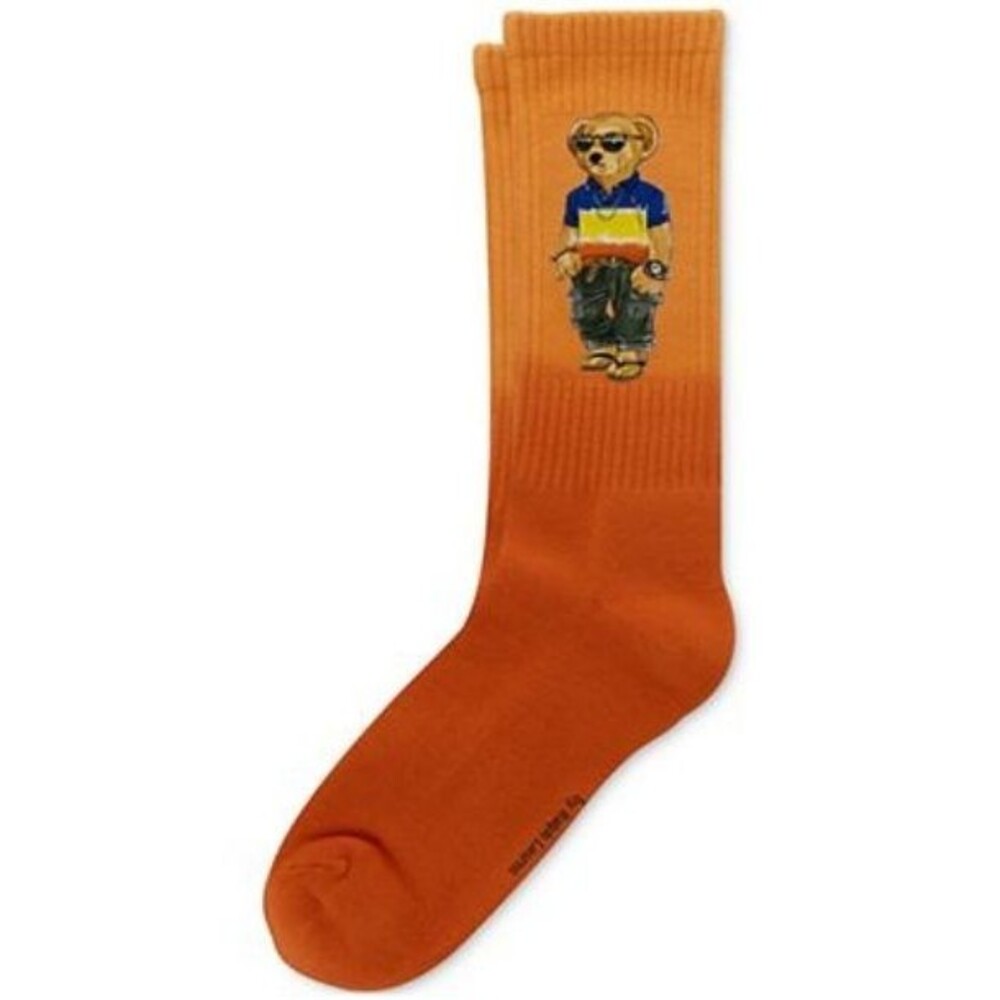 NWT Polo Ralph Lauren Men's Socks 10-13 POLO BEAR HUGE GRAPHIC dip dye Crew - Picture 1 of 5